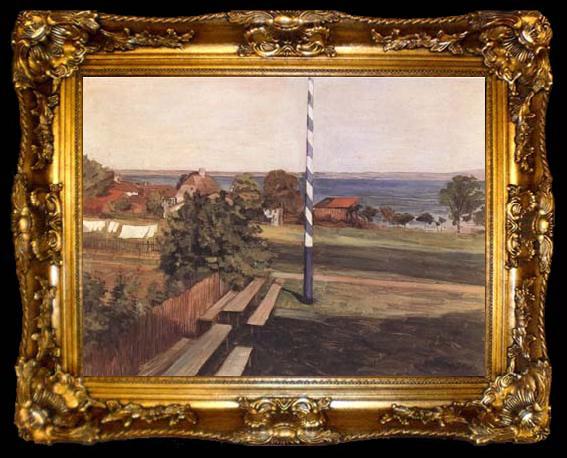 framed  Leibl, Wilhelm Landscape with Flagpole (mk09), ta009-2
